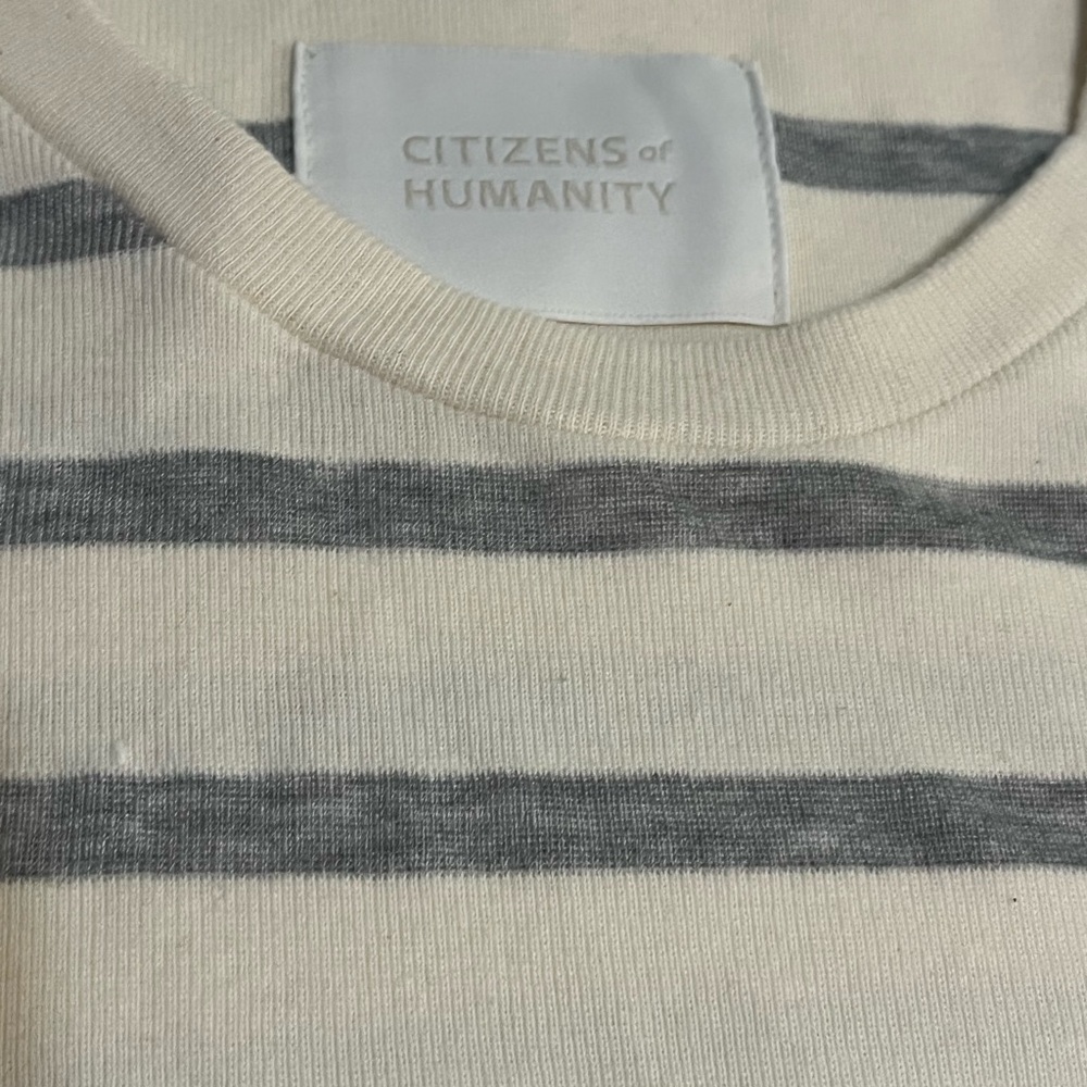 Citizens Of Humanity Beige and Gray Striped Tee - Picture 2 of 5
